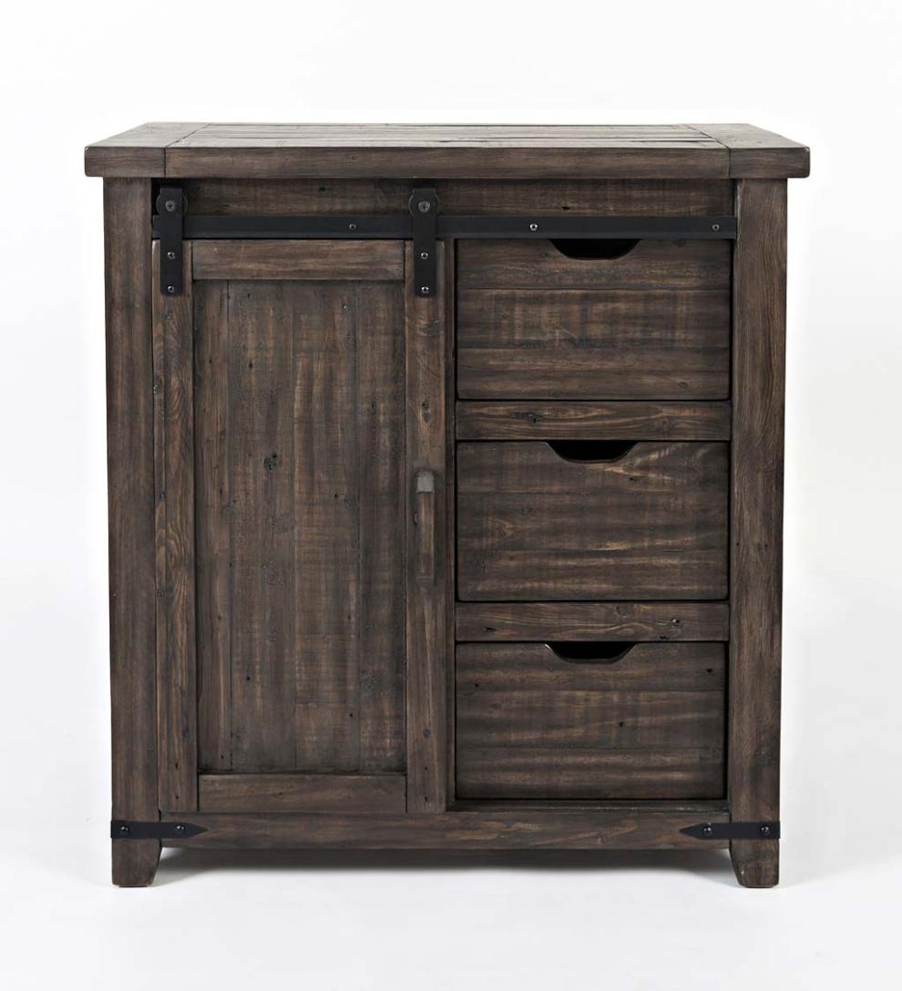 Plow & Hearth Accent Tables Indoor Living Cape Charles Barn Door Wood Storage Cabinet With Barnwood Finish - Barnwood