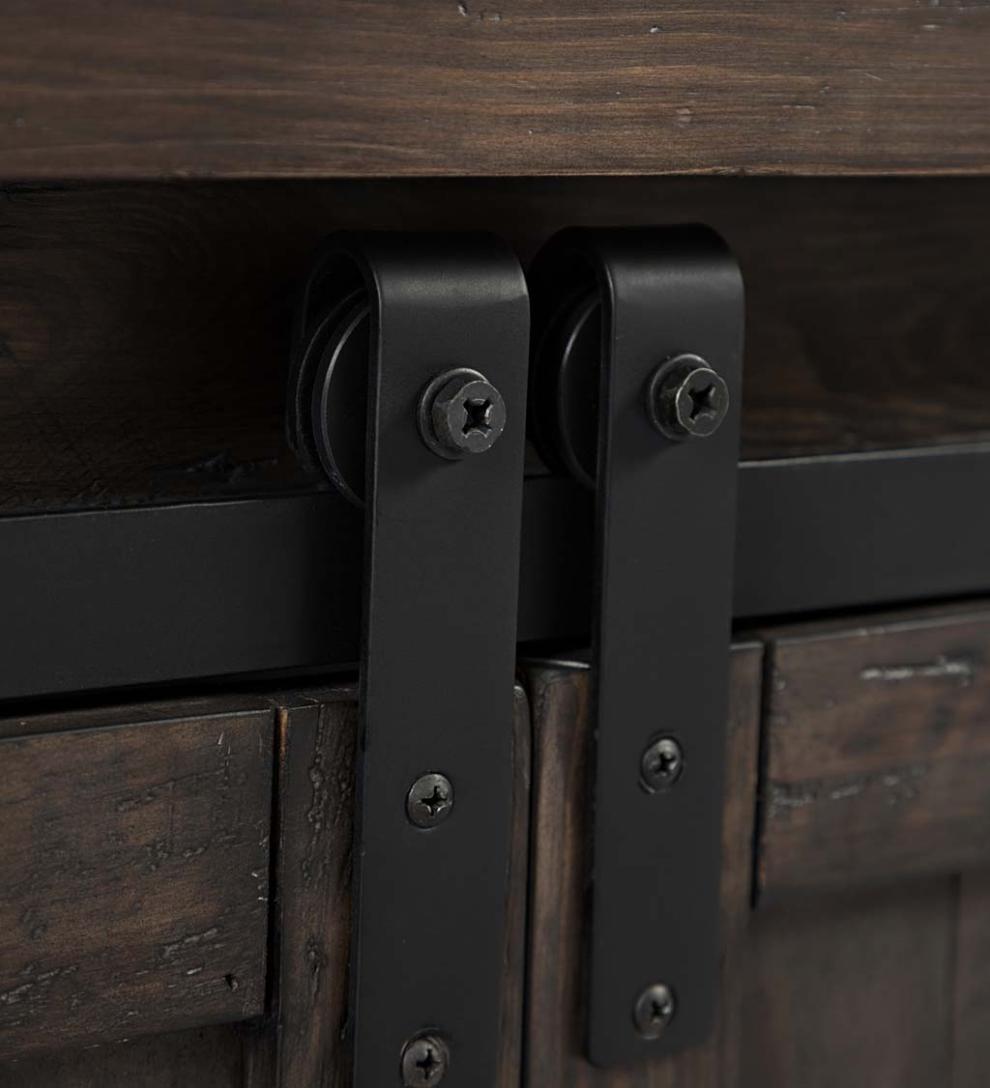Plow & Hearth Accent Tables Indoor Living Cape Charles Reclaimed Barnwood Coffee/Cocktail Table With Sliding Barn Doors - Barnwood