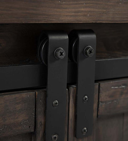 Plow & Hearth Accent Tables Indoor Living Cape Charles Reclaimed Barnwood Coffee/Cocktail Table With Sliding Barn Doors - Barnwood