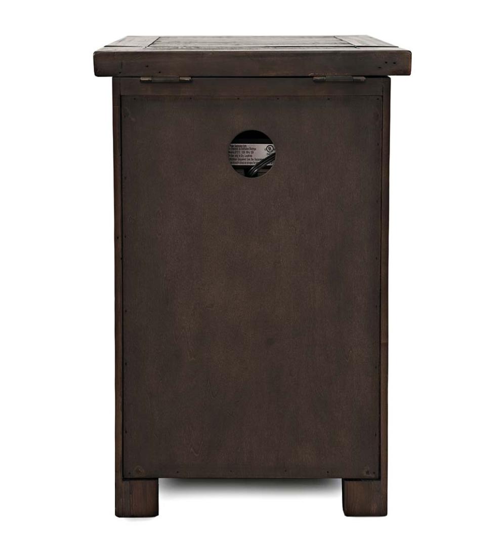 Plow & Hearth Accent Tables Indoor Living Cape Charles Reclaimed Barnwood Power Station Side Table With Usb Ports - Barnwood