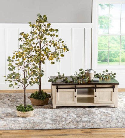 Plow & Hearth Accent Tables Indoor Living Cape Charles Reclaimed Wood Coffee/Cocktail Table With Sliding Barn Doors - White