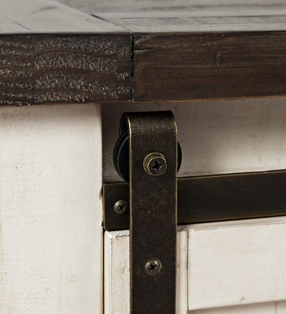 Plow & Hearth Accent Tables Indoor Living Cape Charles Reclaimed Wood Coffee/Cocktail Table With Sliding Barn Doors - White