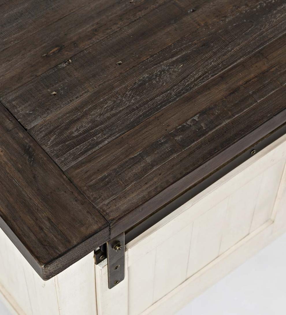 Plow & Hearth Accent Tables Indoor Living Cape Charles Reclaimed Wood Coffee/Cocktail Table With Sliding Barn Doors - White