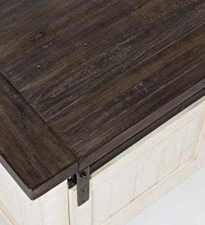 Plow & Hearth Accent Tables Indoor Living Cape Charles Reclaimed Wood Coffee/Cocktail Table With Sliding Barn Doors - White