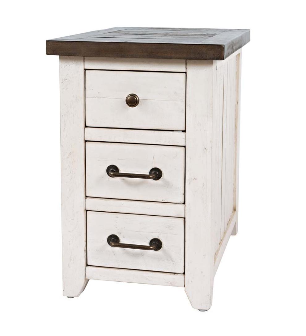 Plow & Hearth Accent Tables Indoor Living Cape Charles Reclaimed Wood Power Station Side Table With Usb Ports - White