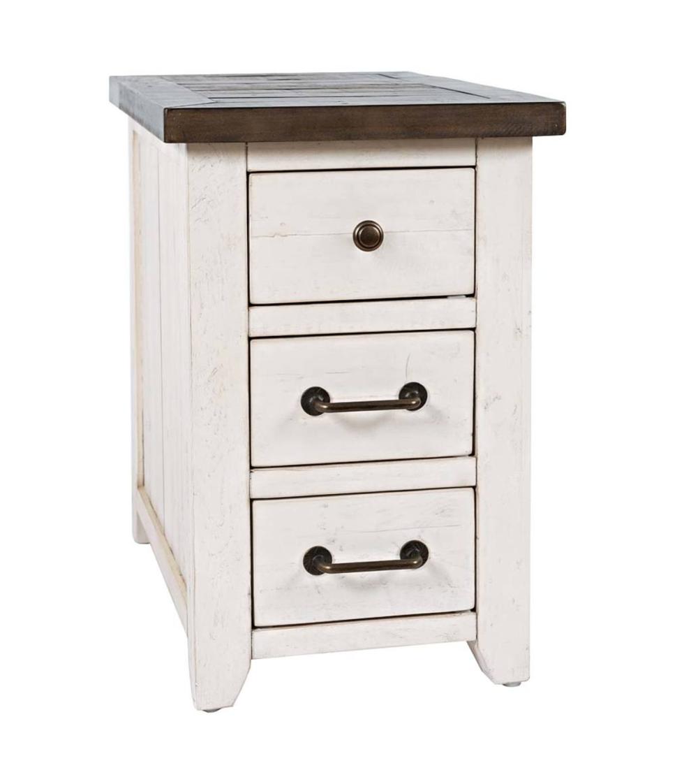 Plow & Hearth Accent Tables Indoor Living Cape Charles Reclaimed Wood Power Station Side Table With Usb Ports - White