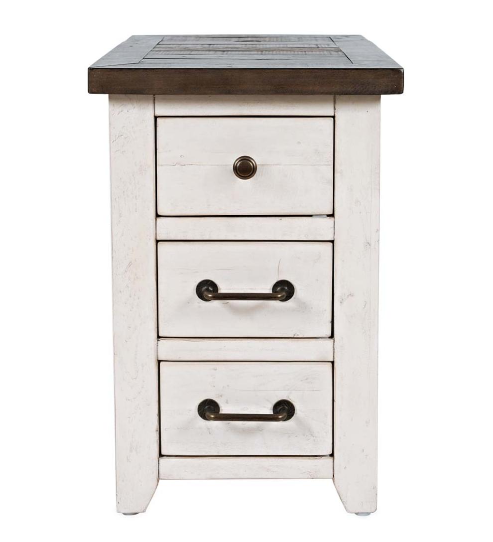 Plow & Hearth Accent Tables Indoor Living Cape Charles Reclaimed Wood Power Station Side Table With Usb Ports - White
