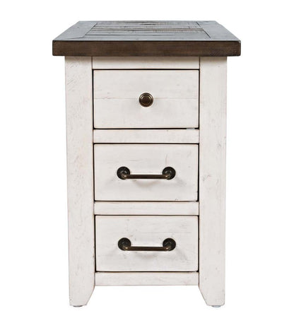 Plow & Hearth Accent Tables Indoor Living Cape Charles Reclaimed Wood Power Station Side Table With Usb Ports - White