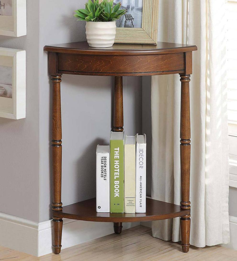 Plow & Hearth Accent Tables Indoor Living Corner Table/Plant Stand - Antique White