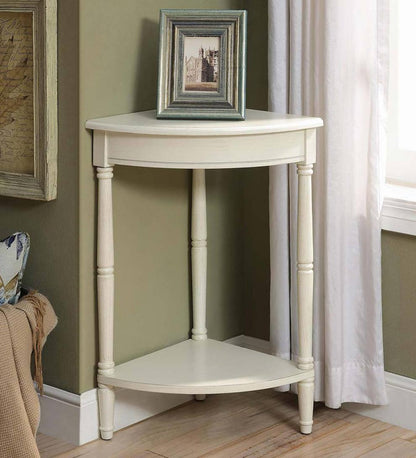 Plow & Hearth Accent Tables Indoor Living Corner Table/Plant Stand - Antique White