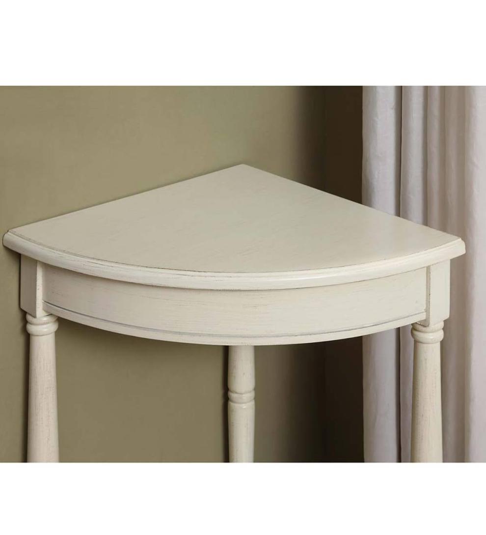 Plow & Hearth Accent Tables Indoor Living Corner Table/Plant Stand - Antique White