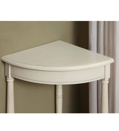 Plow & Hearth Accent Tables Indoor Living Corner Table/Plant Stand - Antique White