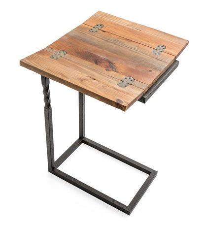 Plow & Hearth Accent Tables Indoor Living Deep Creek Rustic Pull-Up Table With Fold-Out Leaves In Wood And Metal