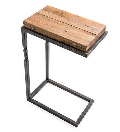 Plow & Hearth Accent Tables Indoor Living Deep Creek Rustic Pull-Up Table With Fold-Out Leaves In Wood And Metal
