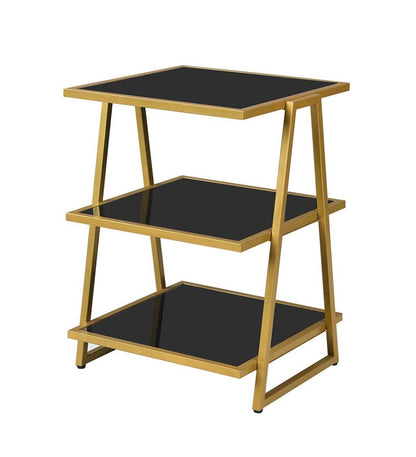 Plow & Hearth Accent Tables Indoor Living Gold And Black 3-Shelf Accent Table - Black/Gold