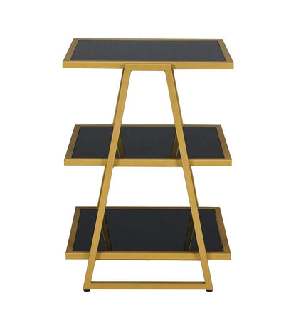 Plow & Hearth Accent Tables Indoor Living Gold And Black 3-Shelf Accent Table - Black/Gold