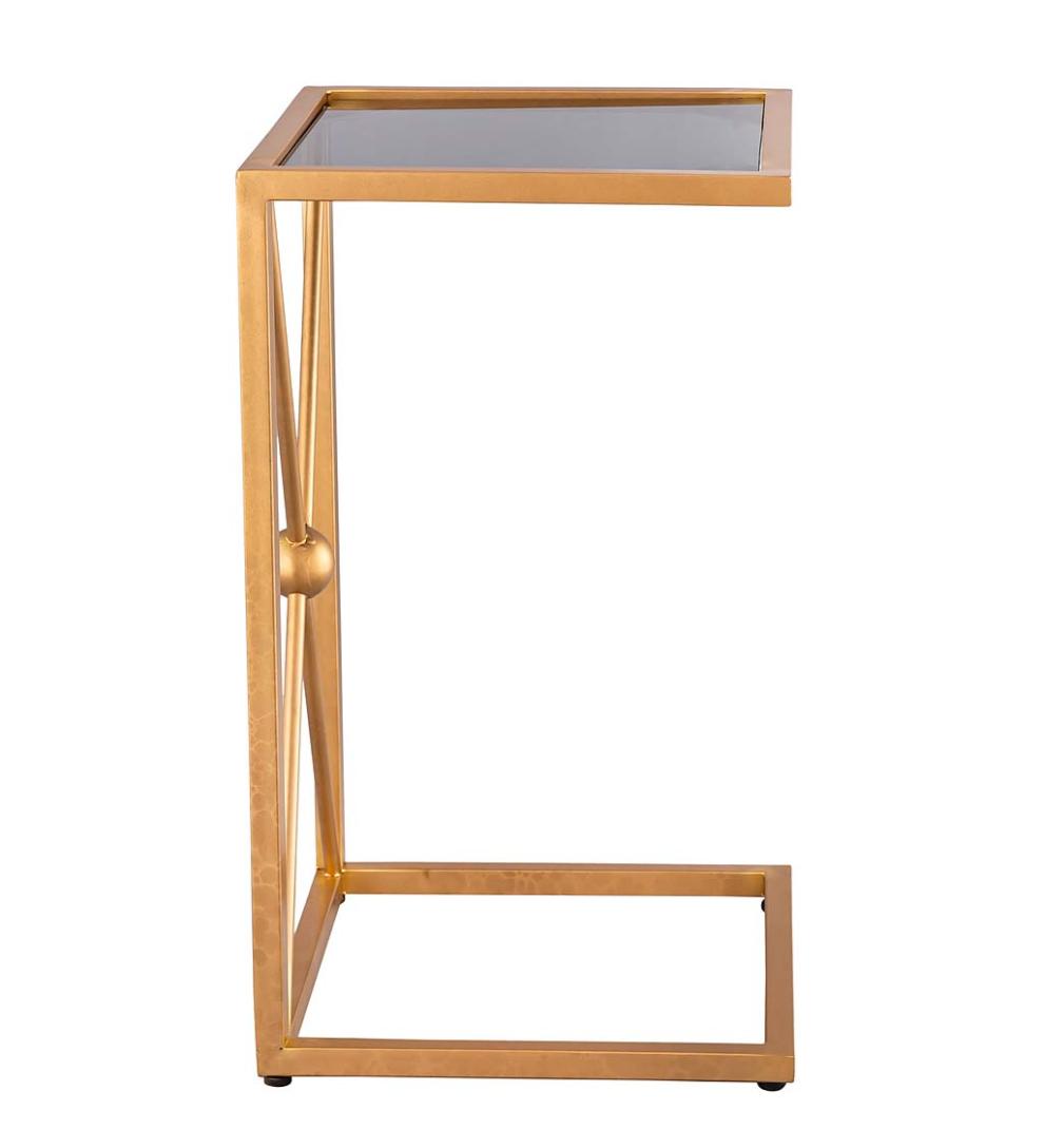 Plow & Hearth Accent Tables Indoor Living Gold And Black C-Shaped Accent Table - Black/Gold