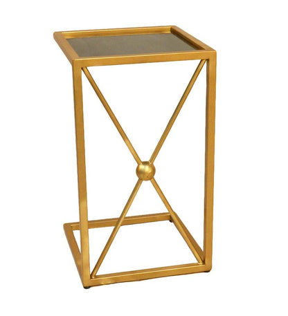 Plow & Hearth Accent Tables Indoor Living Gold And Black C-Shaped Accent Table - Black/Gold