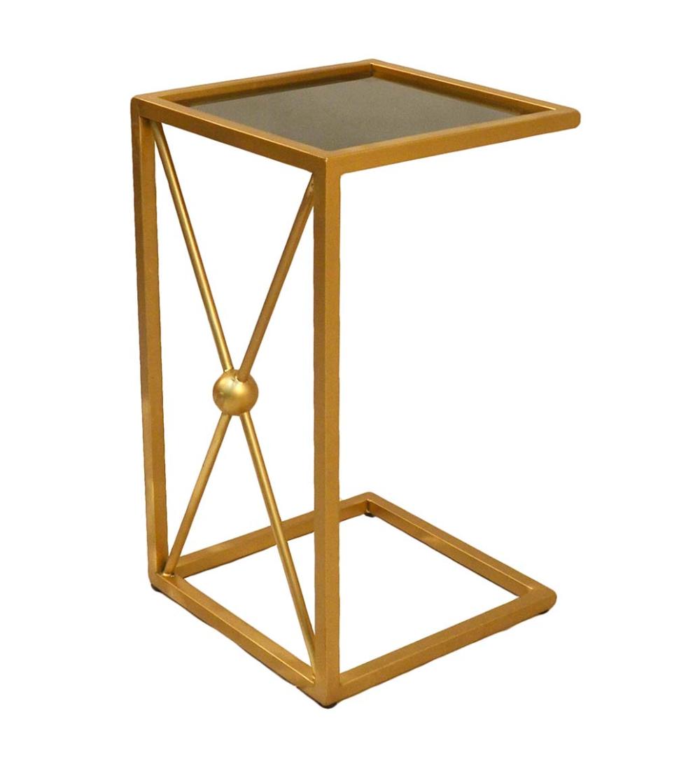 Plow & Hearth Accent Tables Indoor Living Gold And Black C-Shaped Accent Table - Black/Gold
