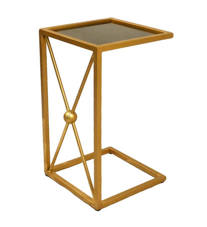 Plow & Hearth Accent Tables Indoor Living Gold And Black C-Shaped Accent Table - Black/Gold