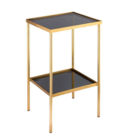 Plow & Hearth Accent Tables Indoor Living Gold And Black Square Accent Table With Shelf - Black/Gold
