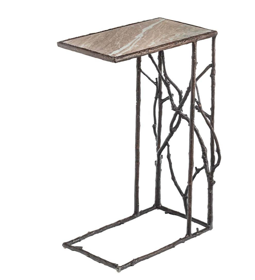Plow & Hearth Accent Tables Indoor Living Indoor/Outdoor Branchwater Pull-Up Table With Marble Top
