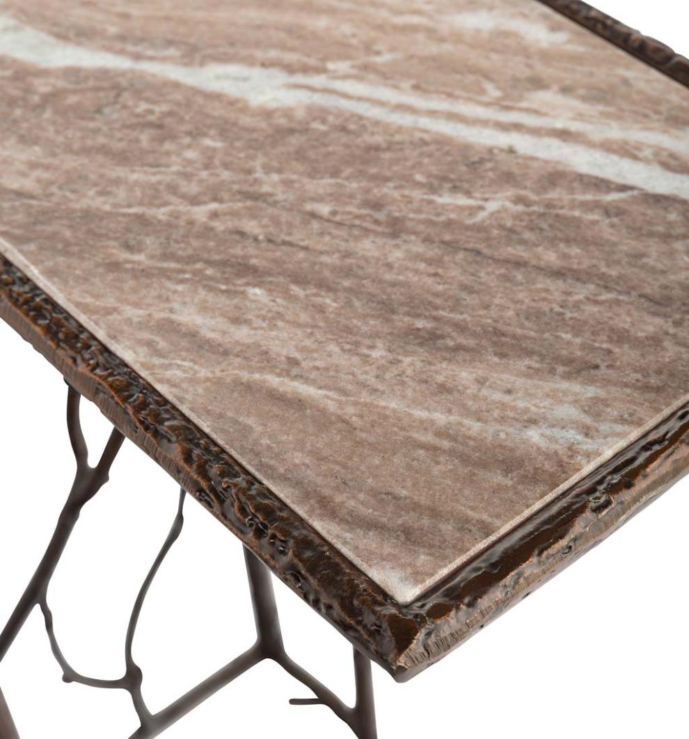 Plow & Hearth Accent Tables Indoor Living Indoor/Outdoor Branchwater Pull-Up Table With Marble Top