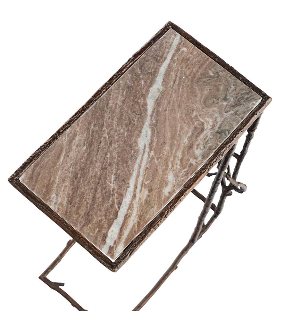 Plow & Hearth Accent Tables Indoor Living Indoor/Outdoor Branchwater Pull-Up Table With Marble Top