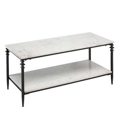 Plow & Hearth Accent Tables Indoor Living Indoor/Outdoor Nottoway White Marble Cocktail Table