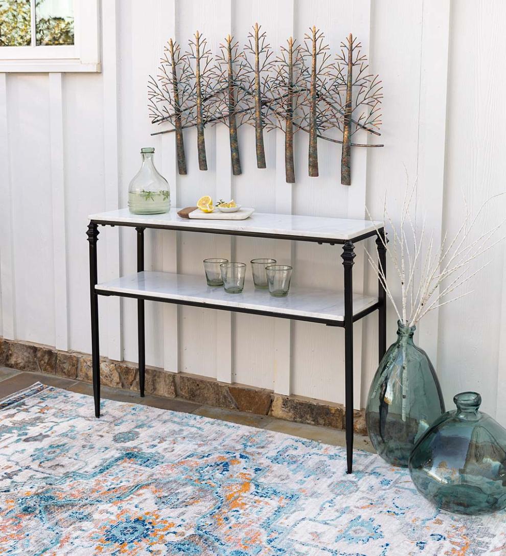 Plow & Hearth Accent Tables Indoor Living Indoor/Outdoor Nottoway White Marble Console Table
