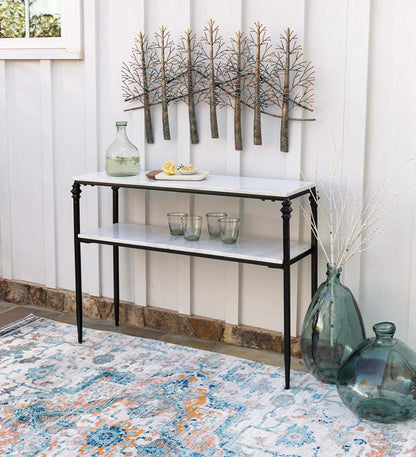 Plow & Hearth Accent Tables Indoor Living Indoor/Outdoor Nottoway White Marble Console Table
