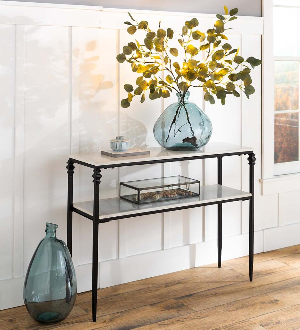 Plow & Hearth Accent Tables Indoor Living Indoor/Outdoor Nottoway White Marble Console Table