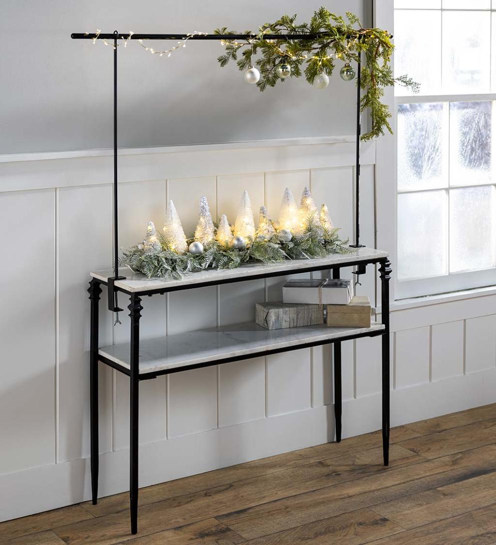 Plow & Hearth Accent Tables Indoor Living Indoor/Outdoor Nottoway White Marble Console Table