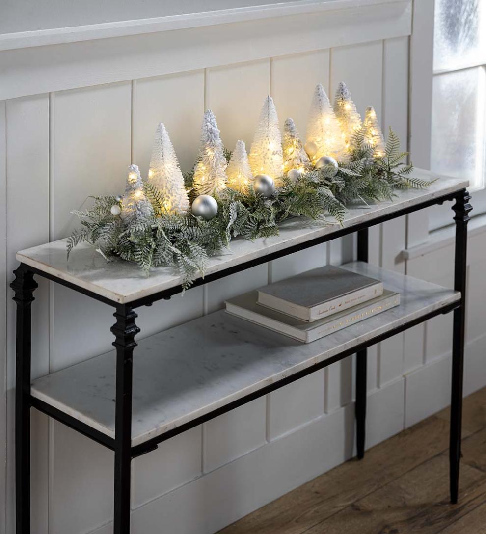 Plow & Hearth Accent Tables Indoor Living Indoor/Outdoor Nottoway White Marble Console Table