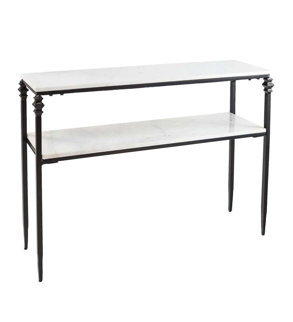 Plow & Hearth Accent Tables Indoor Living Indoor/Outdoor Nottoway White Marble Console Table