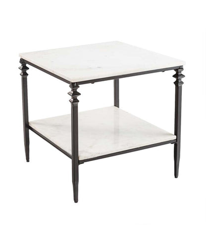 Plow & Hearth Accent Tables Indoor Living Indoor/Outdoor Nottoway White Marble End Table