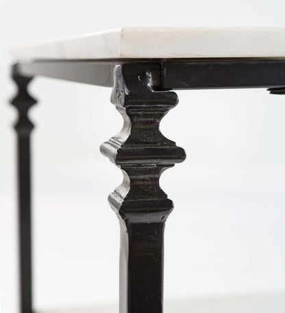 Plow & Hearth Accent Tables Indoor Living Indoor/Outdoor Nottoway White Marble End Table