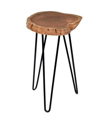 Plow & Hearth Accent Tables Indoor Living Live Edge Acacia Wood Accent Table With Hairpin Legs - Black