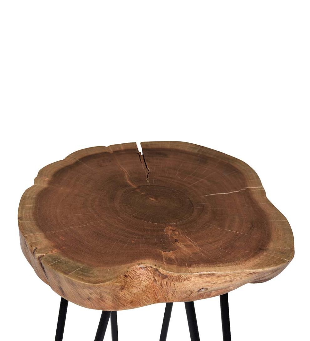 Plow & Hearth Accent Tables Indoor Living Live Edge Acacia Wood Accent Table With Hairpin Legs - Black