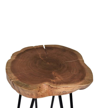 Plow & Hearth Accent Tables Indoor Living Live Edge Acacia Wood Accent Table With Hairpin Legs - Black