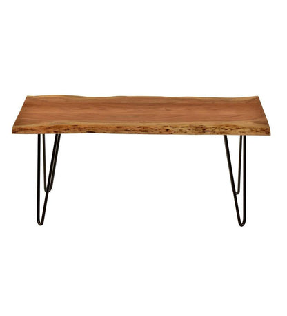 Plow & Hearth Accent Tables Indoor Living Live Edge Acacia Wood Bench/Table With Hairpin Legs - Black