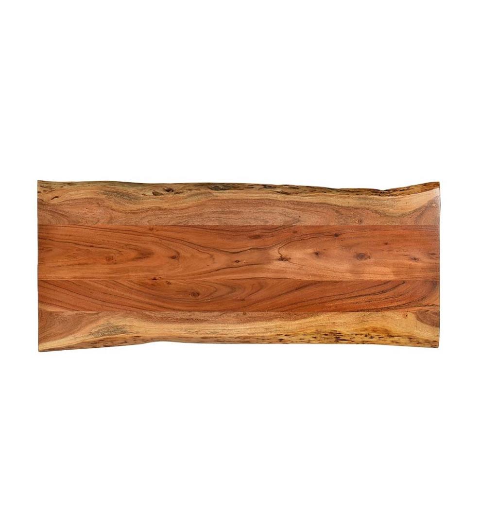 Plow & Hearth Accent Tables Indoor Living Live Edge Acacia Wood Bench/Table With Hairpin Legs - Black