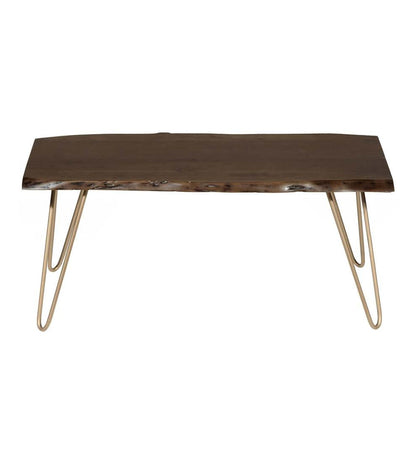 Plow & Hearth Accent Tables Indoor Living Live Edge Acacia Wood Bench/Table With Hairpin Legs - Black