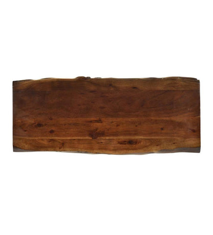 Plow & Hearth Accent Tables Indoor Living Live Edge Acacia Wood Bench/Table With Hairpin Legs - Black