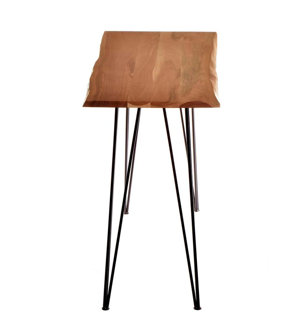 Plow & Hearth Accent Tables Indoor Living Live Edge Acacia Wood Console Table With Hairpin Legs - Black