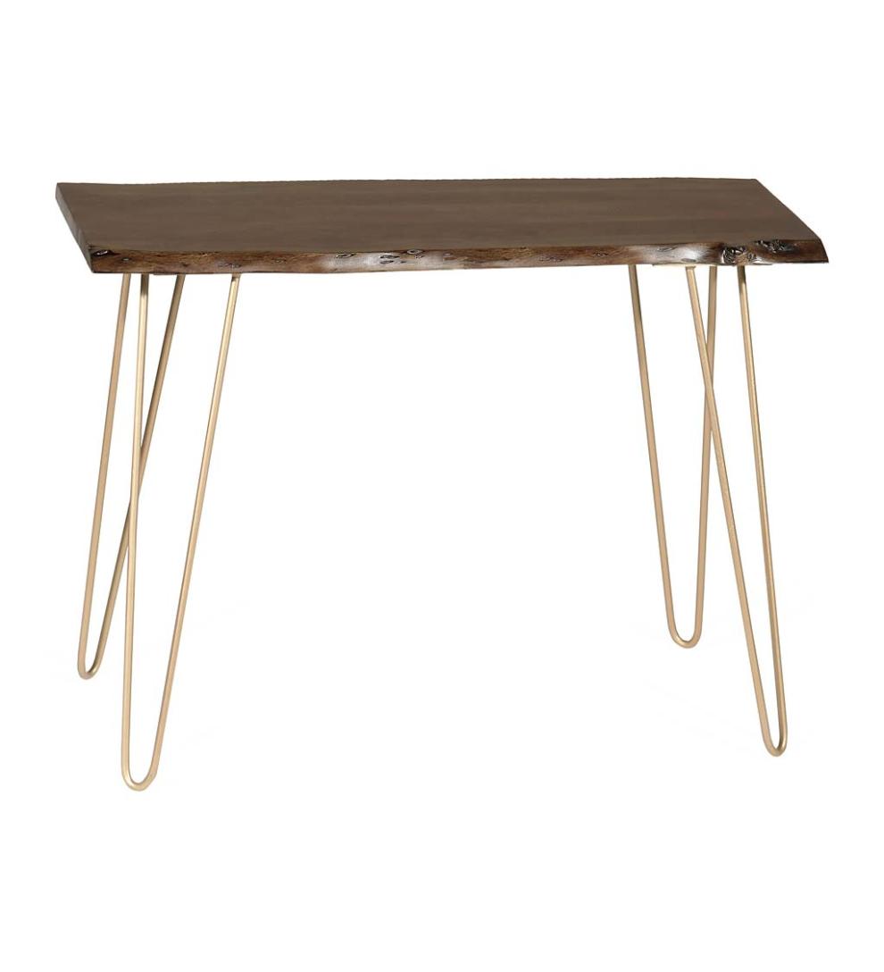 Plow & Hearth Accent Tables Indoor Living Live Edge Acacia Wood Console Table With Hairpin Legs - Black