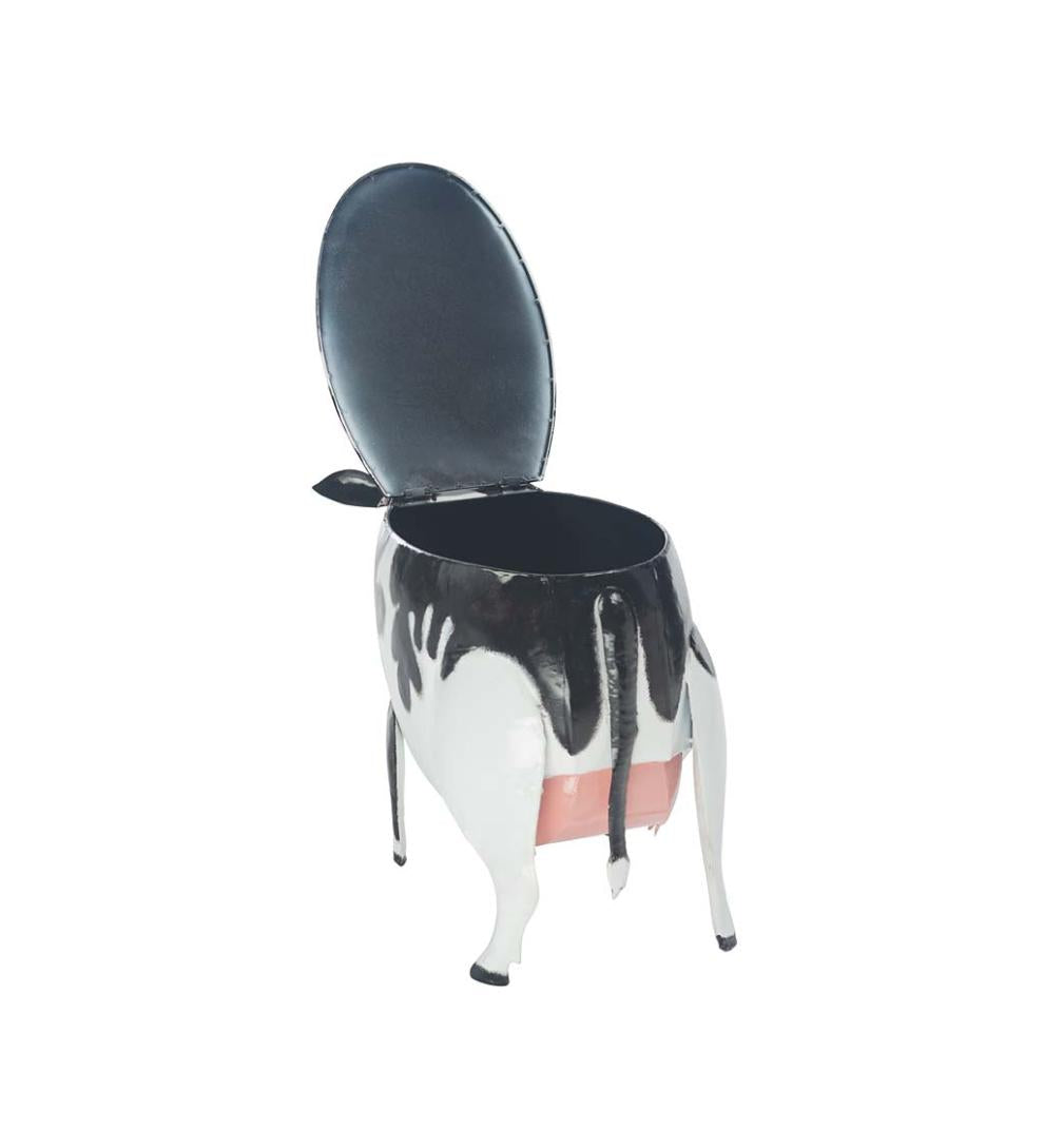 Plow & Hearth Accent Tables Indoor Living Metal Cow Accent Table With Storage Compartment
