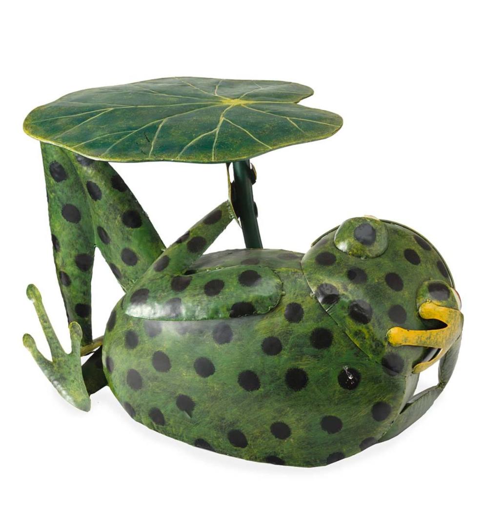 Plow & Hearth Accent Tables Indoor Living Metal Frog With Lily Pad Side Table