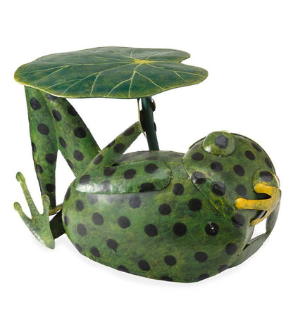 Plow & Hearth Accent Tables Indoor Living Metal Frog With Lily Pad Side Table