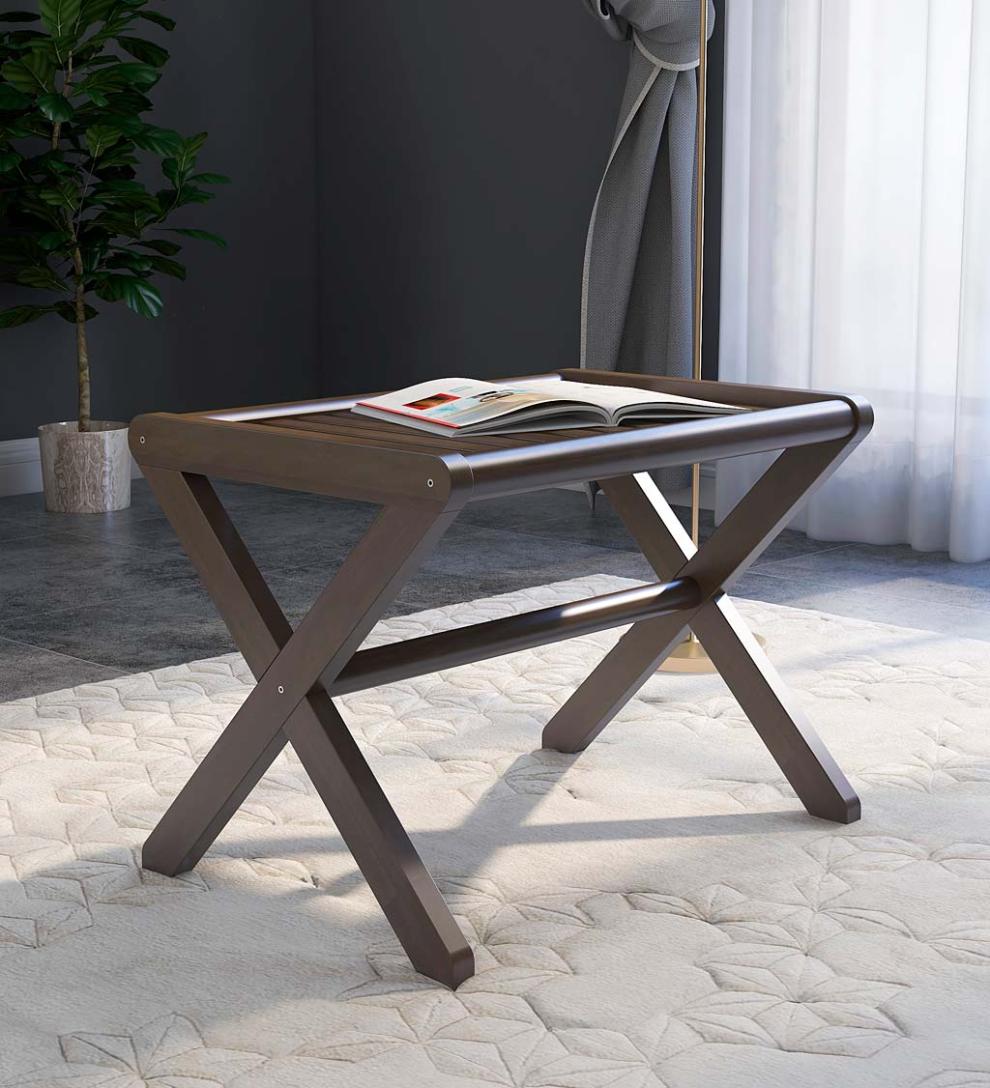 Plow & Hearth Accent Tables Indoor Living Modern Farmhouse Wood Stool/Bench - Espresso